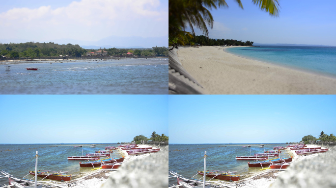 菲律宾拉瓦格海边白沙滩船