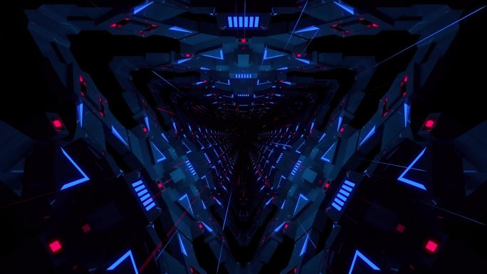 科幻三角形隧道穿梭VJ背景
