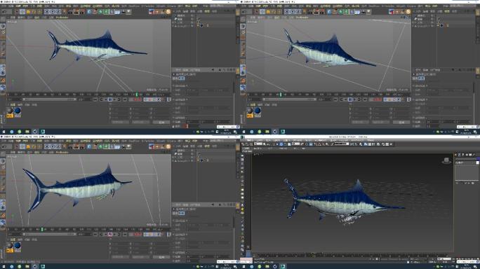 C4D+3dsmax+fbx--蓝鲨