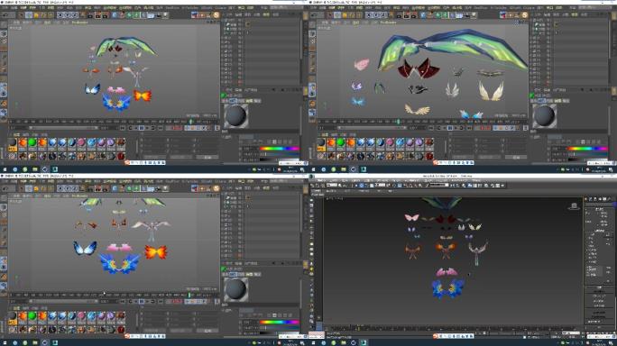 C4D+3dsmax+fbx--蝴蝶翅膀