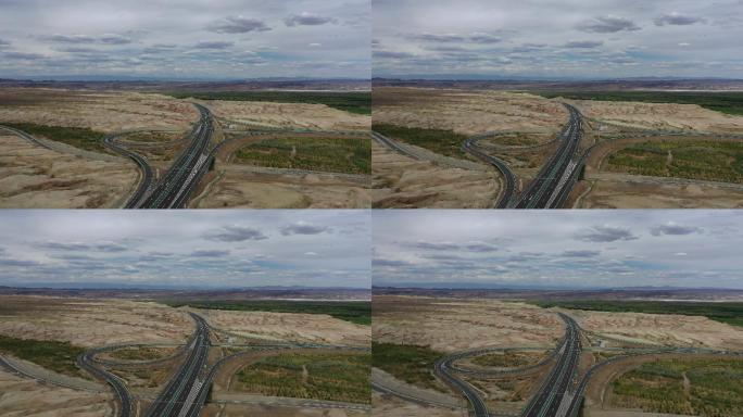 新疆乌尔禾雅丹地貌+高速立交桥4K航拍