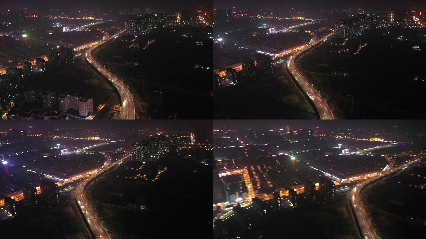 山东济南：航拍顺河高架路夜景