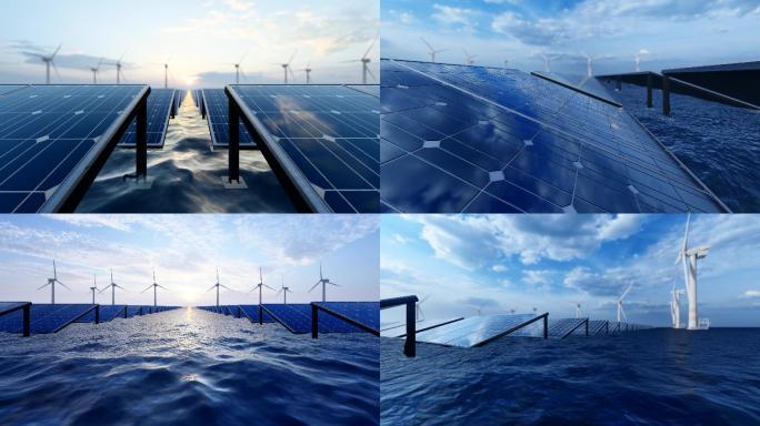 4K海洋光伏新能源太阳能板合集