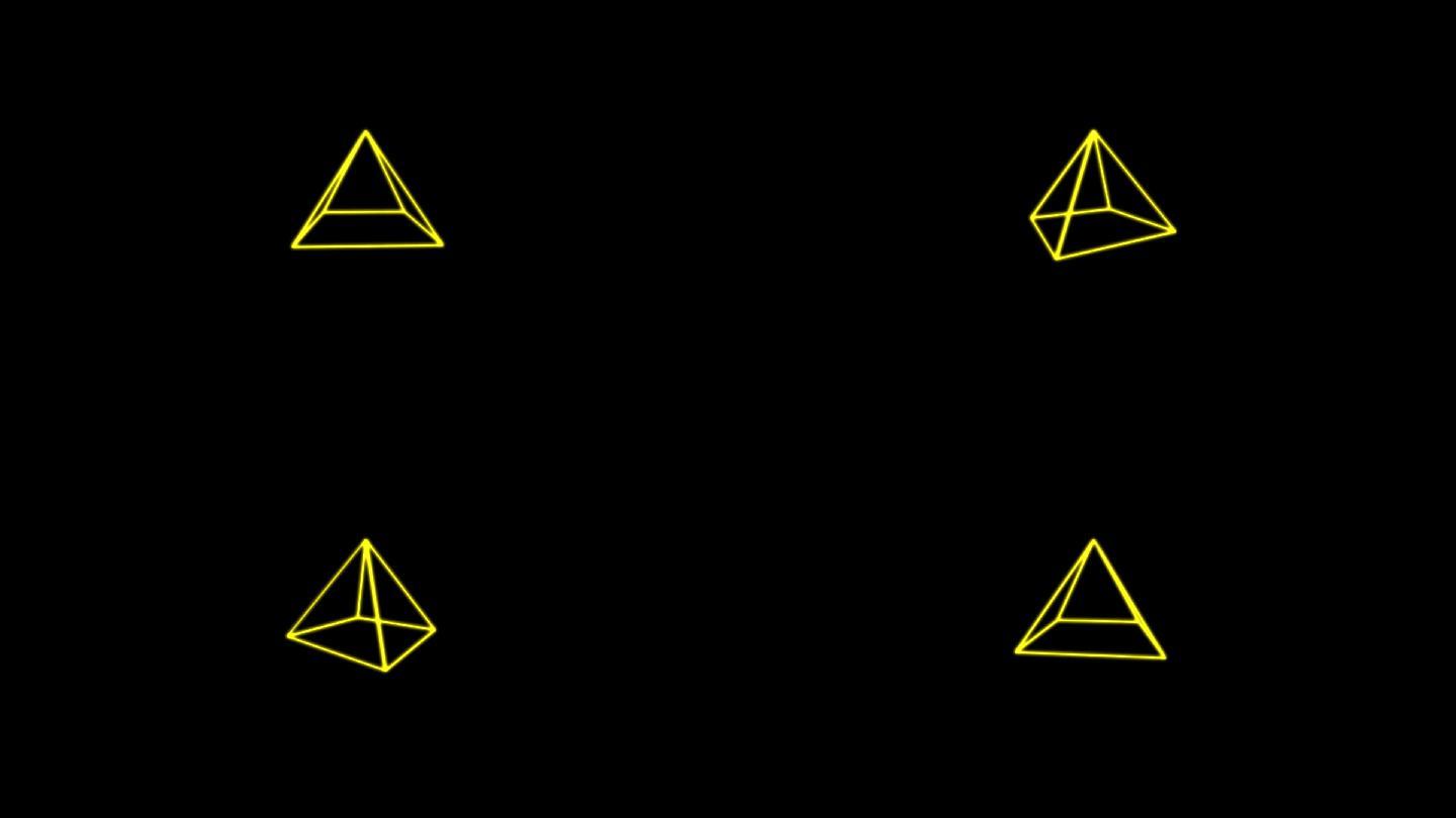 3D金色三角金字塔