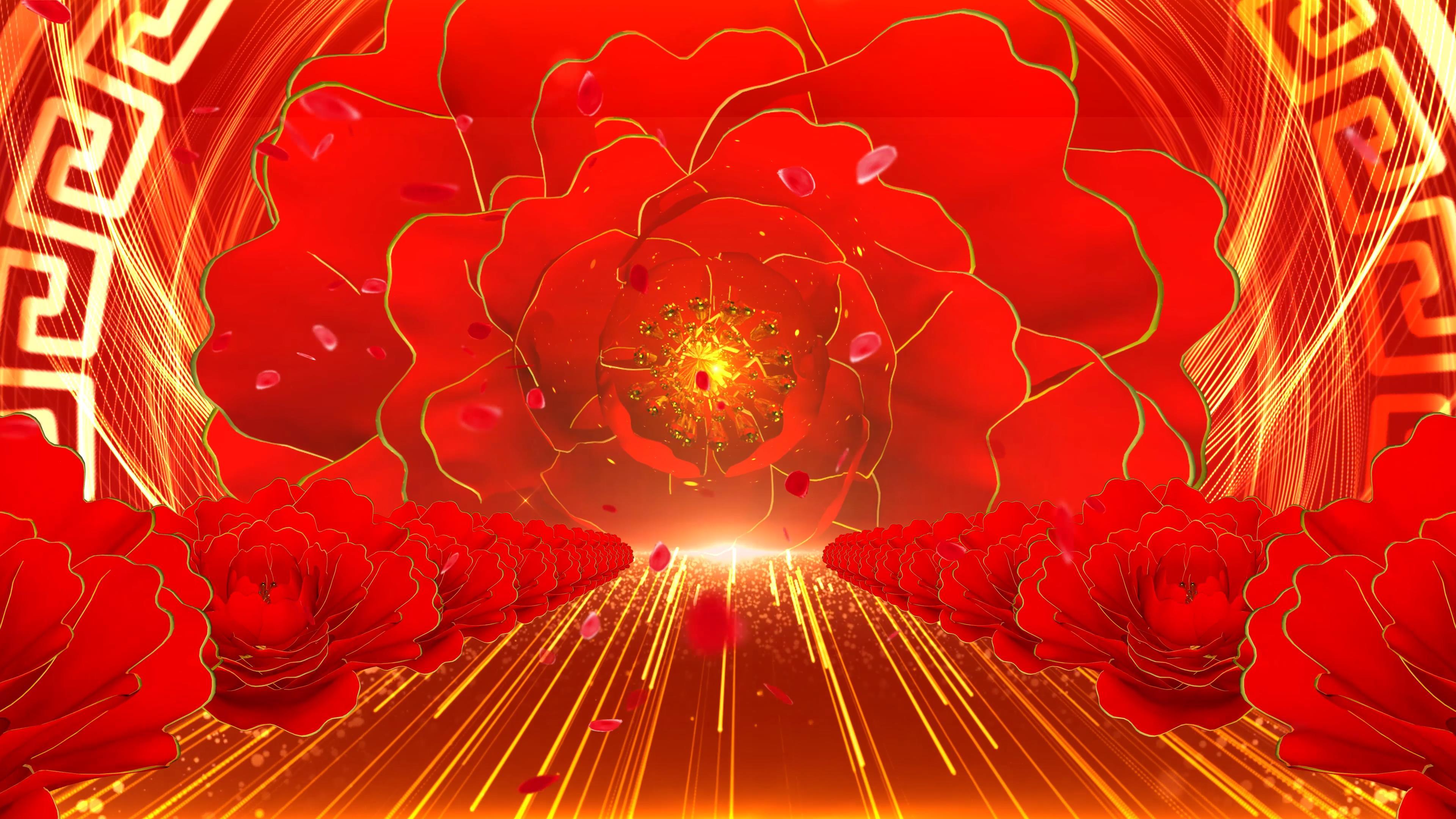 4k大气盛世花开舞台晚会开场舞背景