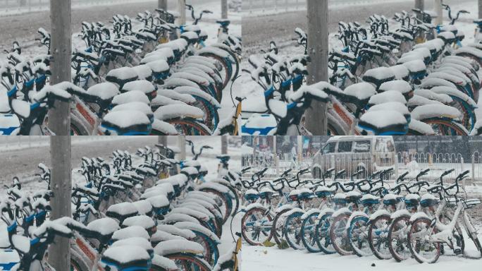 4K风雪中的共享单车一组01