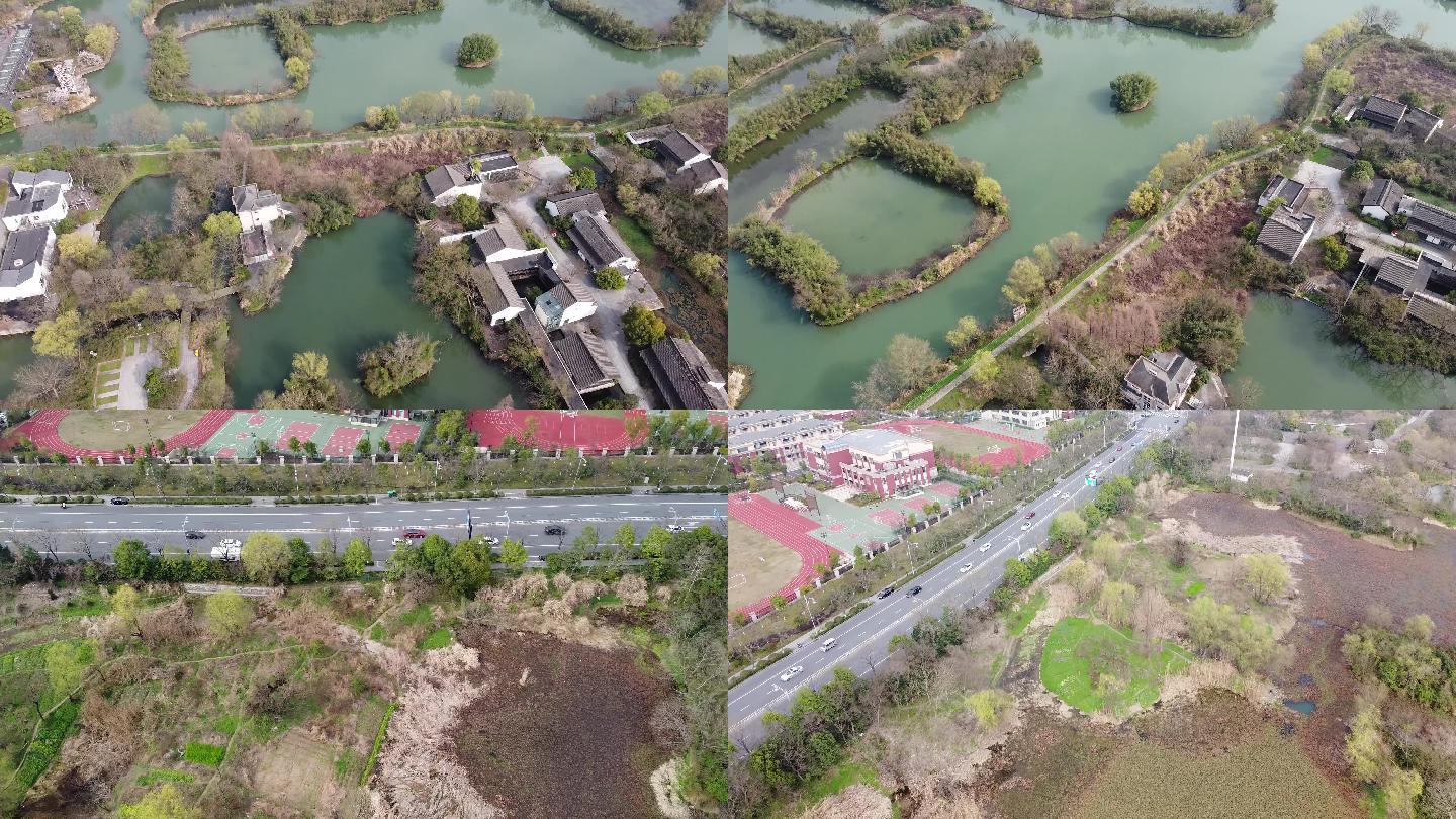 中国浙江杭州西溪湿地航拍