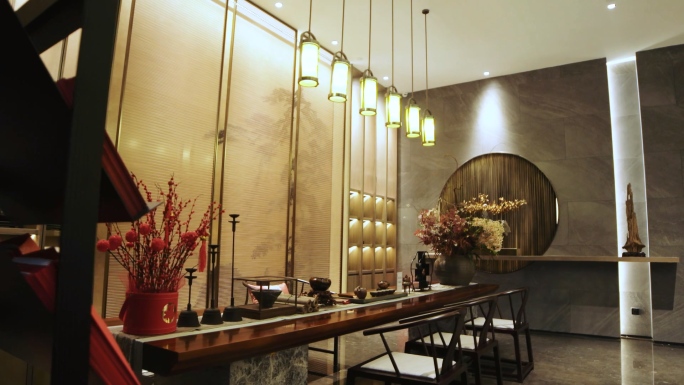 中式风格豪华装修茶室空镜