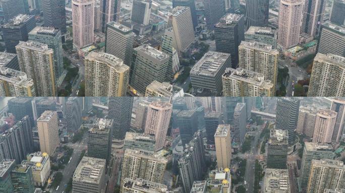 4K原素材-航拍上海静安区高楼大城市景观