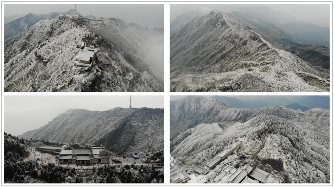 南岳衡山雾凇雪景航拍