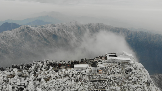 南岳衡山雾凇雪景航拍