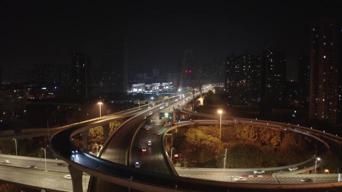 武汉二环线竹叶山立交发展大道夜景