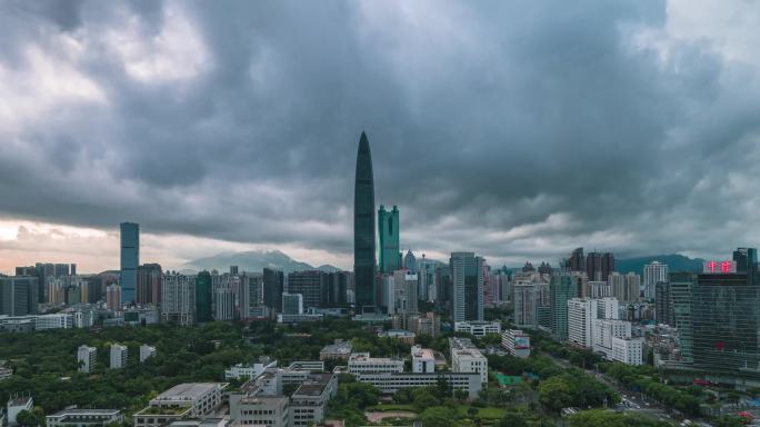 深圳暴风雨云雾日出城市宣传