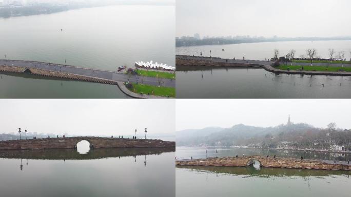 中国杭州西湖断桥航拍2k