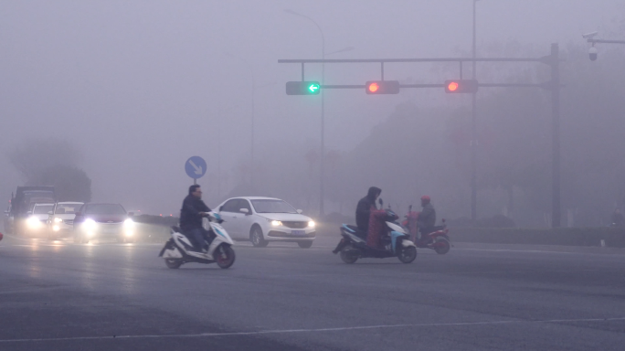4K大雾天气-城市雾霾-空气污染