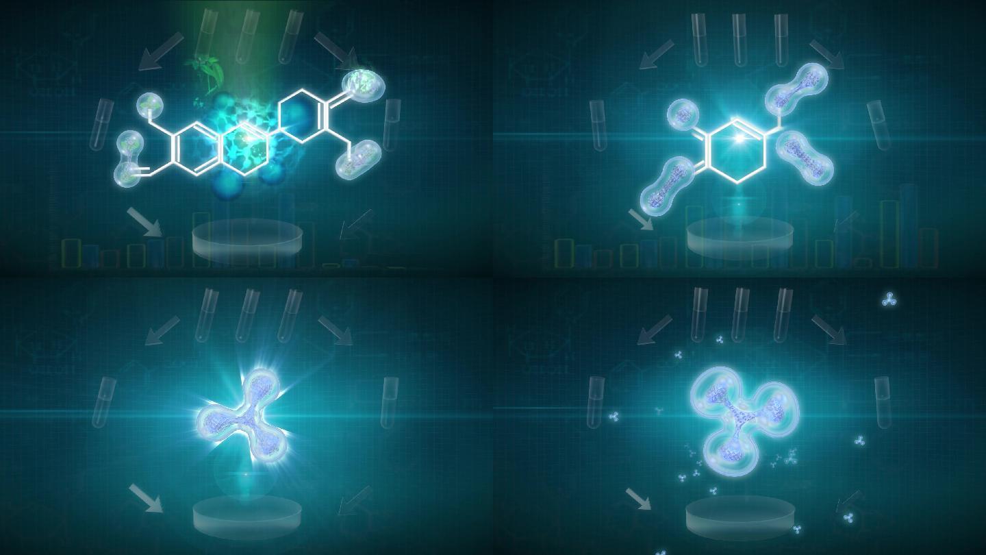 药物活性成分萃取合成分子式动画