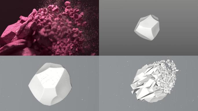 红色石头炸开震撼效果