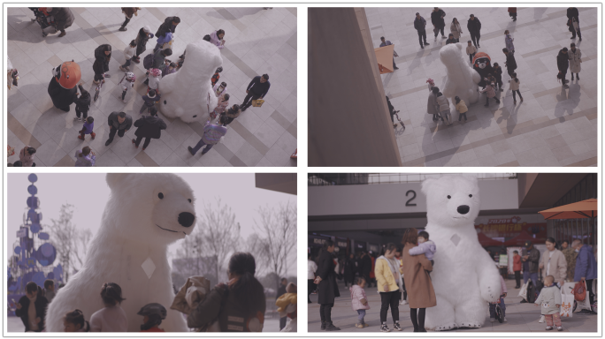 4K儿童围观北极熊人偶