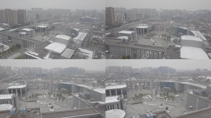 沛县图书馆冬季雪景LOG原素4K