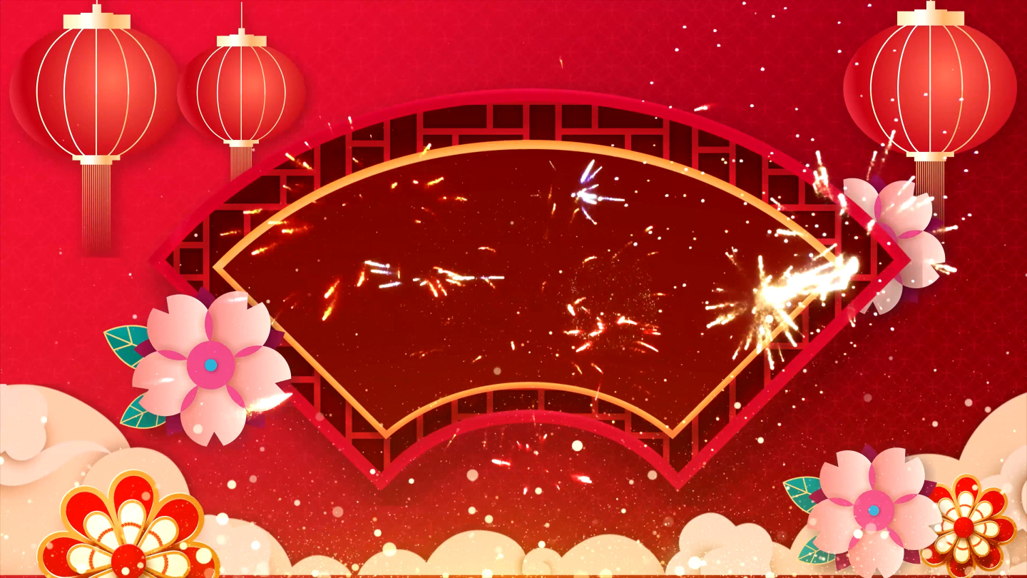 4k红色喜庆新年舞台背景视频