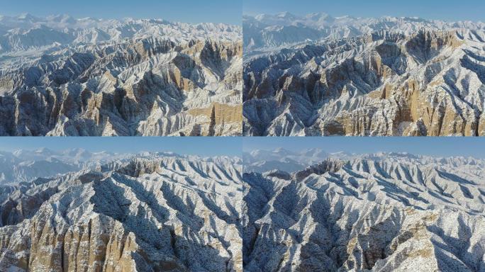 航拍甘肃张掖祁连山雪峰