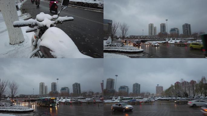 城市雪景