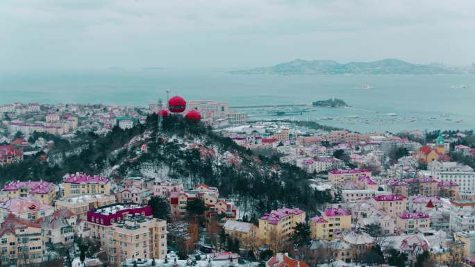 青岛雪景航拍