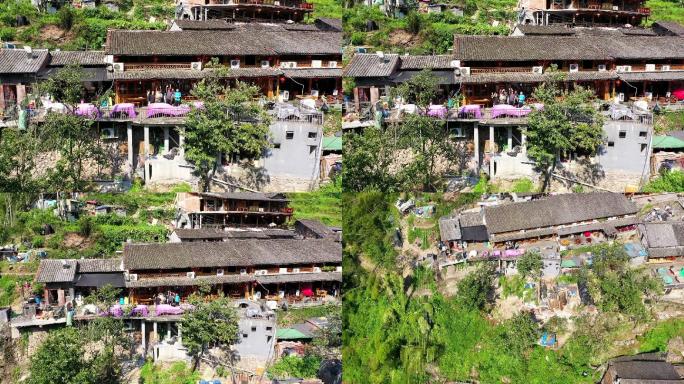 温州岭上人家游人游玩小行星模式航拍