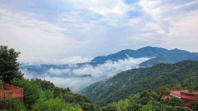 江西赣州大余丫山生态度假区山顶云海航拍