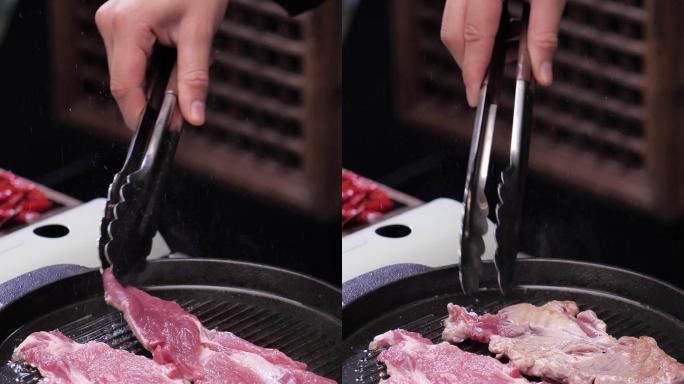 韩国料理铁盘煎五花肉
