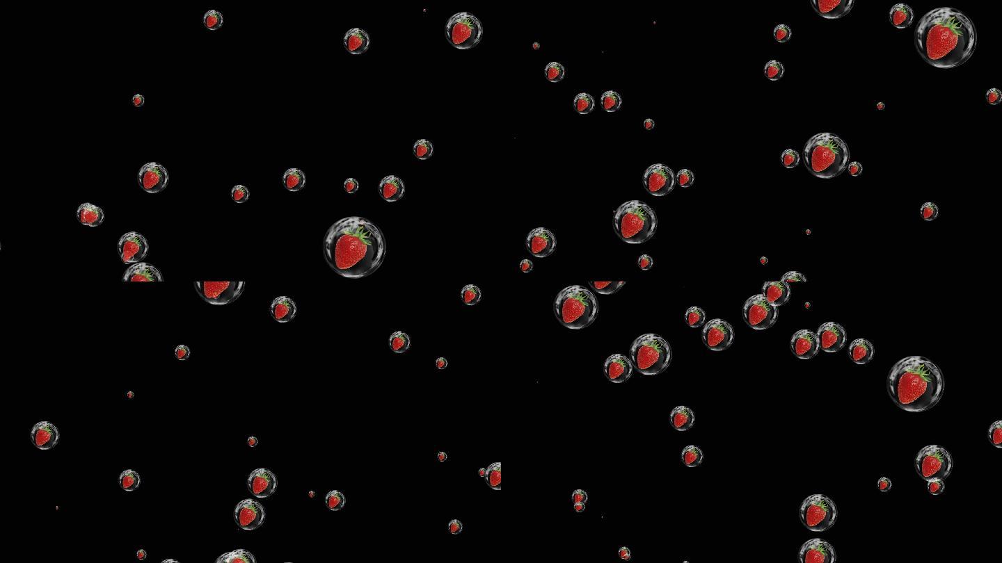 水果草莓气泡粒子视频素材带通道