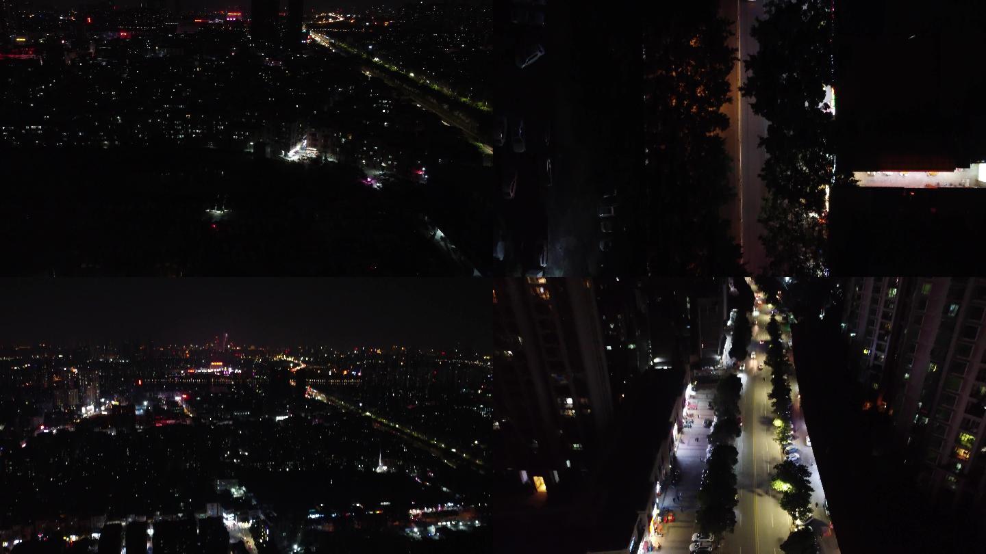 4K航拍夜景，马路，夜晚城市，广州