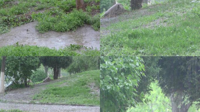 下冰雹暴雨白雨雨滴淋雨冰雹