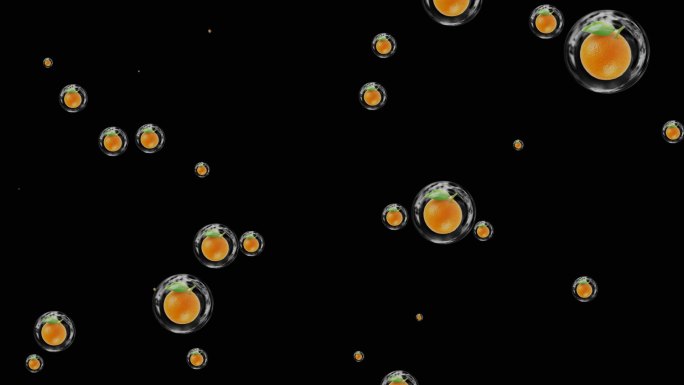 水果黄橙气泡粒子视频素材带通道