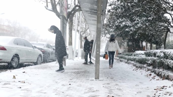 《原声》大雪中的公交站