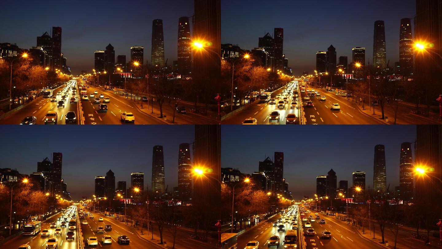 傍晚北京beijingCBD国贸街道
