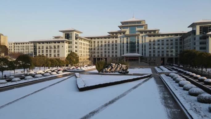 南京农业大学雪景航拍视频