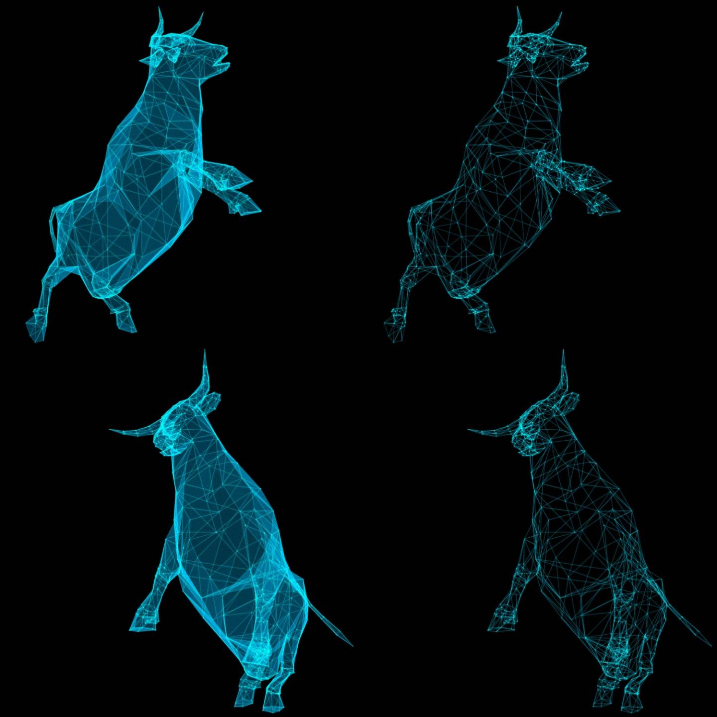 科技点线牛奔跑2组角度各含2种不同形态