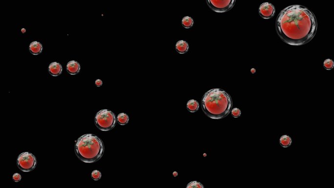 水果西红柿番茄气泡粒子视频素材带通道