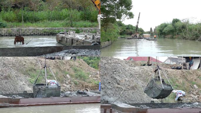 河道清淤污泥船河道作业清理河道五