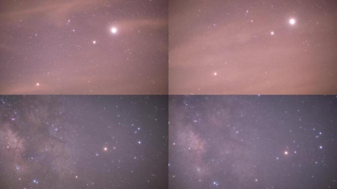 4K实拍户外星空延时摄影天蝎座银河火星