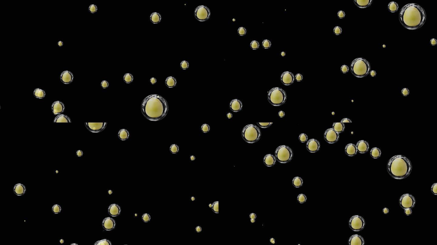 水果柚子气泡粒子视频素材带通道