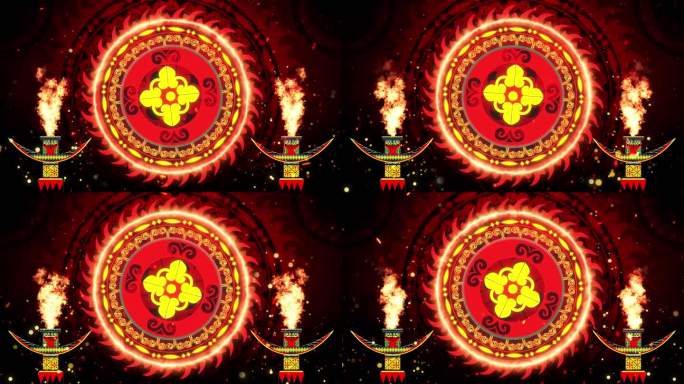 4K彝族七月火把节民族歌舞背景