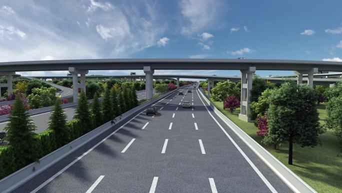 高速公路-三维3d动画镜头