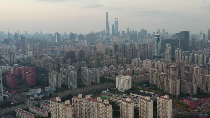 4K原素材-航拍上海浦东花木地区城市全景