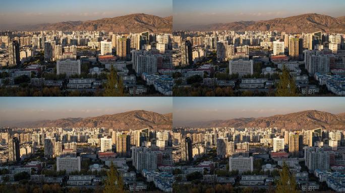 4K青海西宁俯瞰市区延时摄影