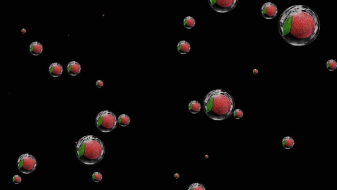 水果杨梅气泡粒子视频素材带通道