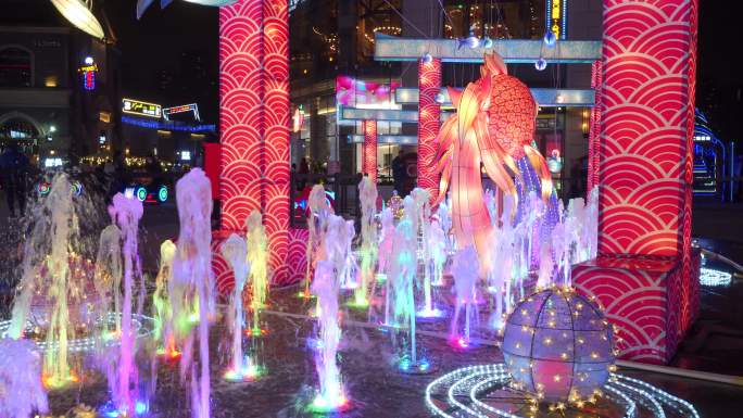 长嘉汇商业区彩色喷泉