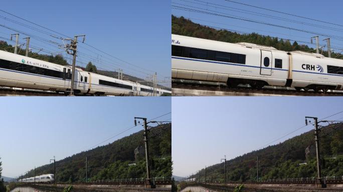 高铁列车眼前缓缓驶过实拍视频