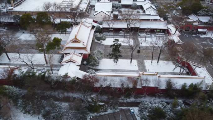 南京朝天宫雪景航拍2020.12